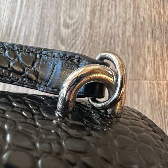 Kurt Geiger Black Croc-Pattern Shoulder Bag - Picture 3 of 15